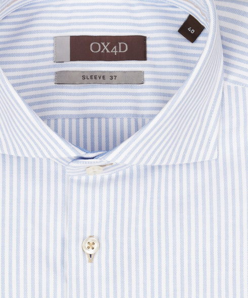 Lichtblauw-wit gestreept overhemd (Extra lange mouwen)